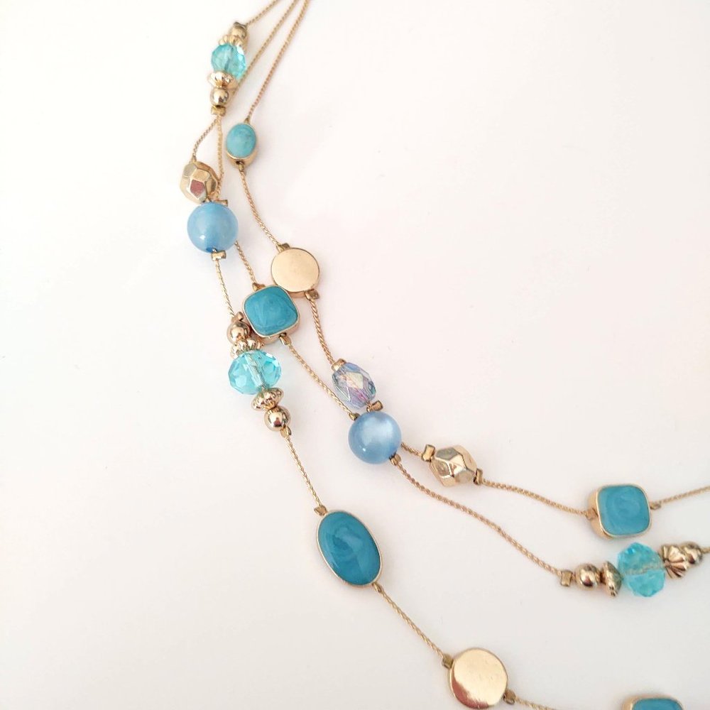 Charming Charlie 3 strand blue and gold necklace - Picture 12 of 12
